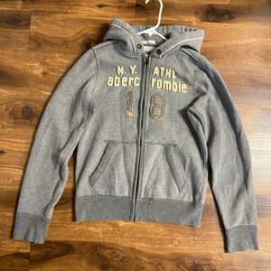 Abercrombie Kids Gray Hooded Zip Jacket with Appliqué
